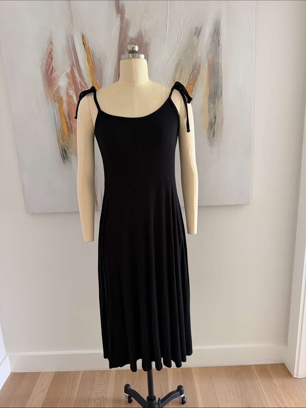 GAP Black Tie-Shoulder Midi Dress